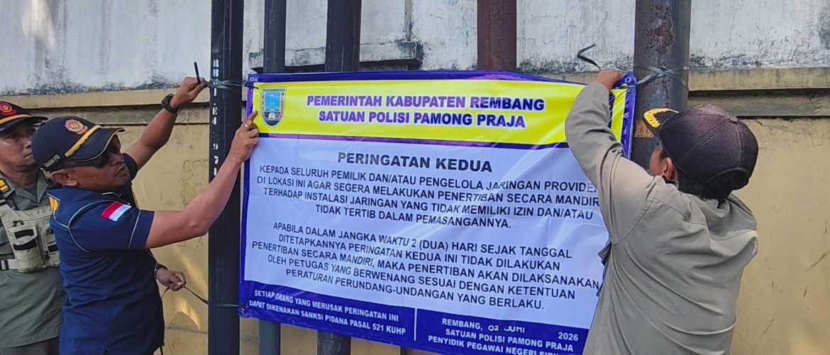 Pemkab Rembang Tertibkan Kabel dan Tiang Jaringan Internet, Provider Diminta Segera Lengkapi Perizinan
